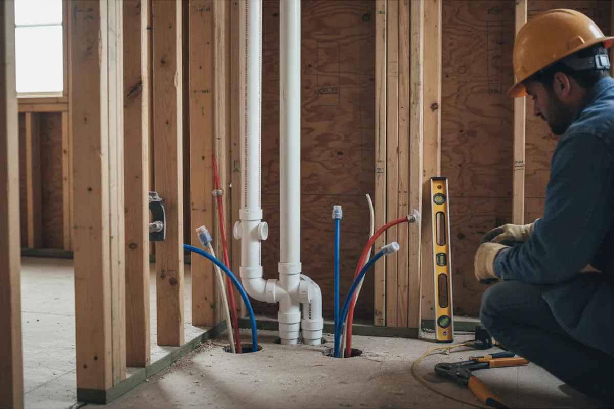 Drain and supply rough-in during Drain Cleaning in Mounds