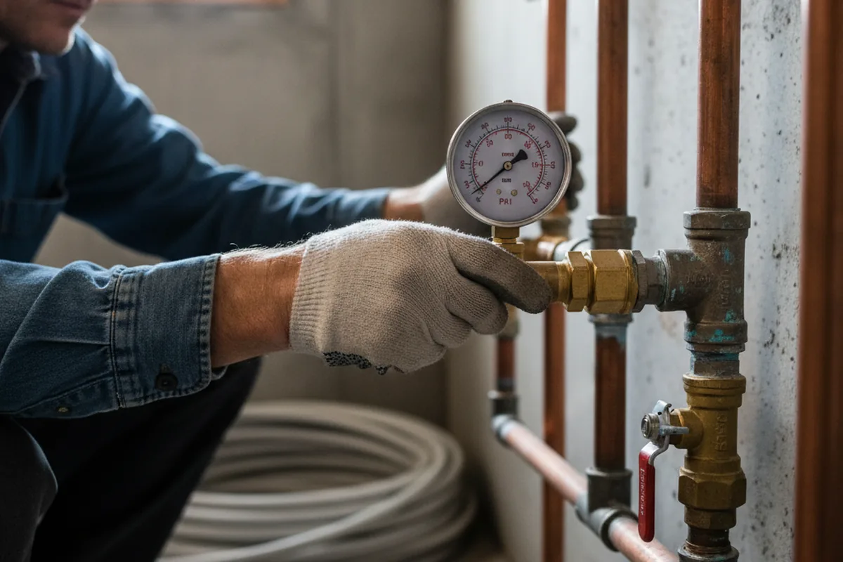 Pressure testing a repaired line during Water Line Repair in Mounds